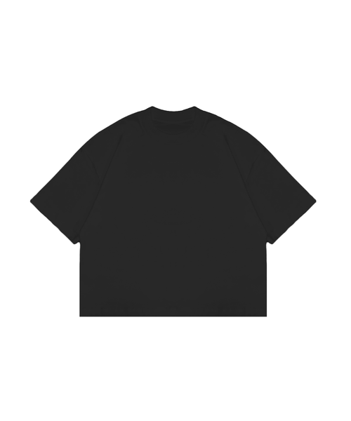 Cropped Oversized Tee V1- Black