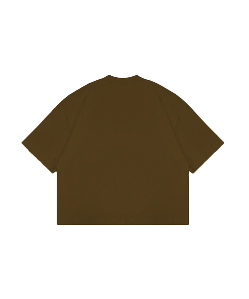 Cropped Oversized Tee V1- Dark Brown