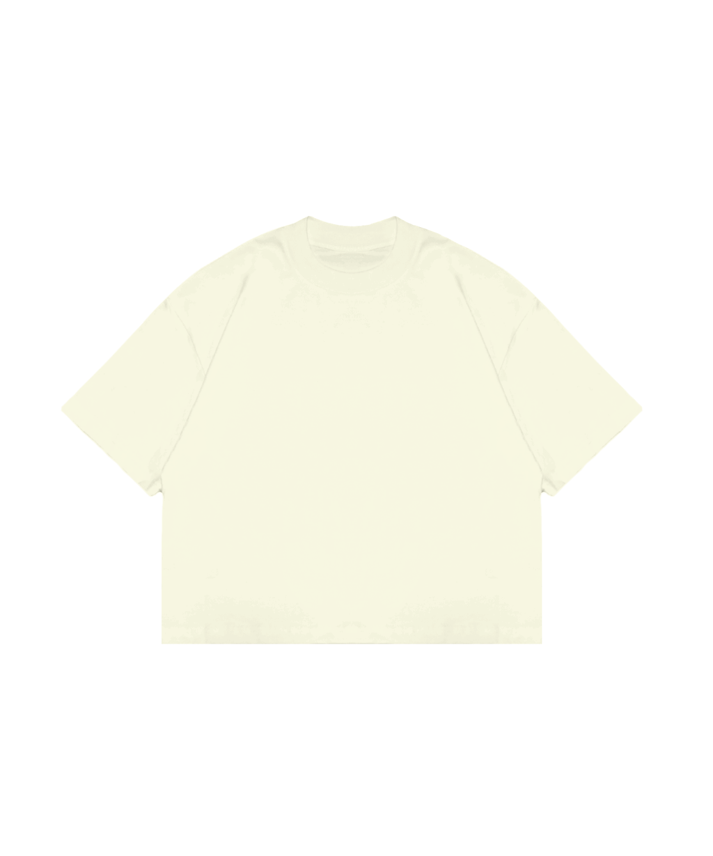Cropped Oversized Tee V1- Ivory